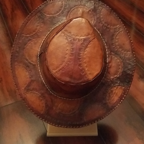 VTG Navajo hand made Genuine leather hat - Picture 2 of 4